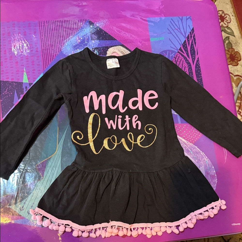 Black Dress with Pink and Gold Accents